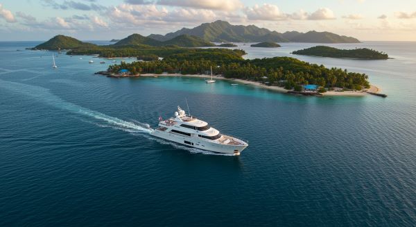 Modern boat with bow thruster system installed